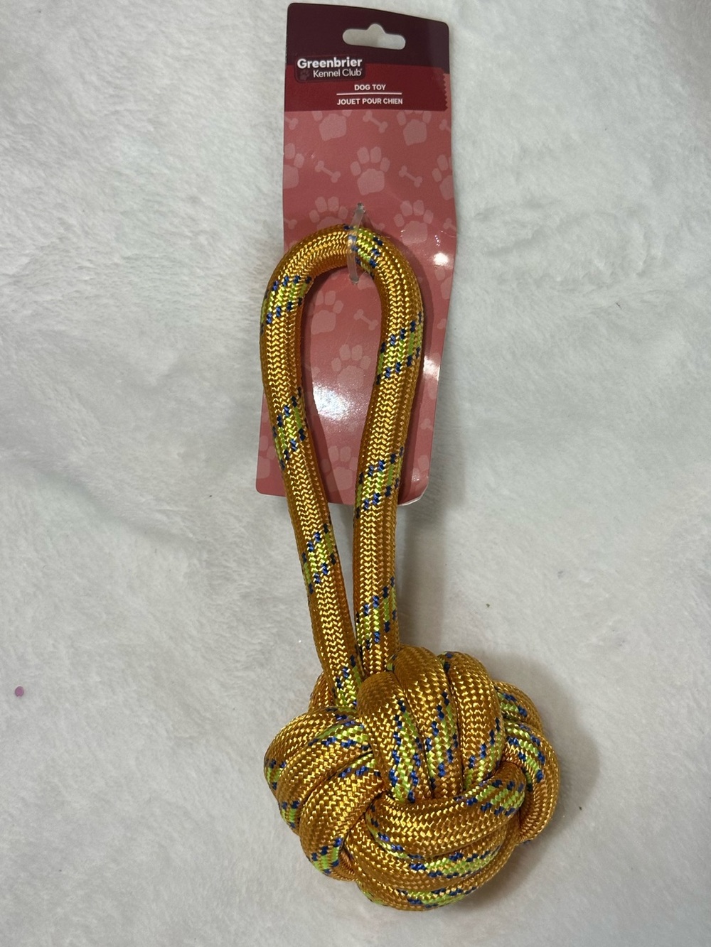 Rope Monkey Fist Knot Dog Toy Tug Chew Gold Orange